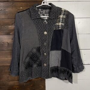 Vintage Donna Jessica Lagenlook Art To Wear Patchwork Jacket Size 2 Sashiko